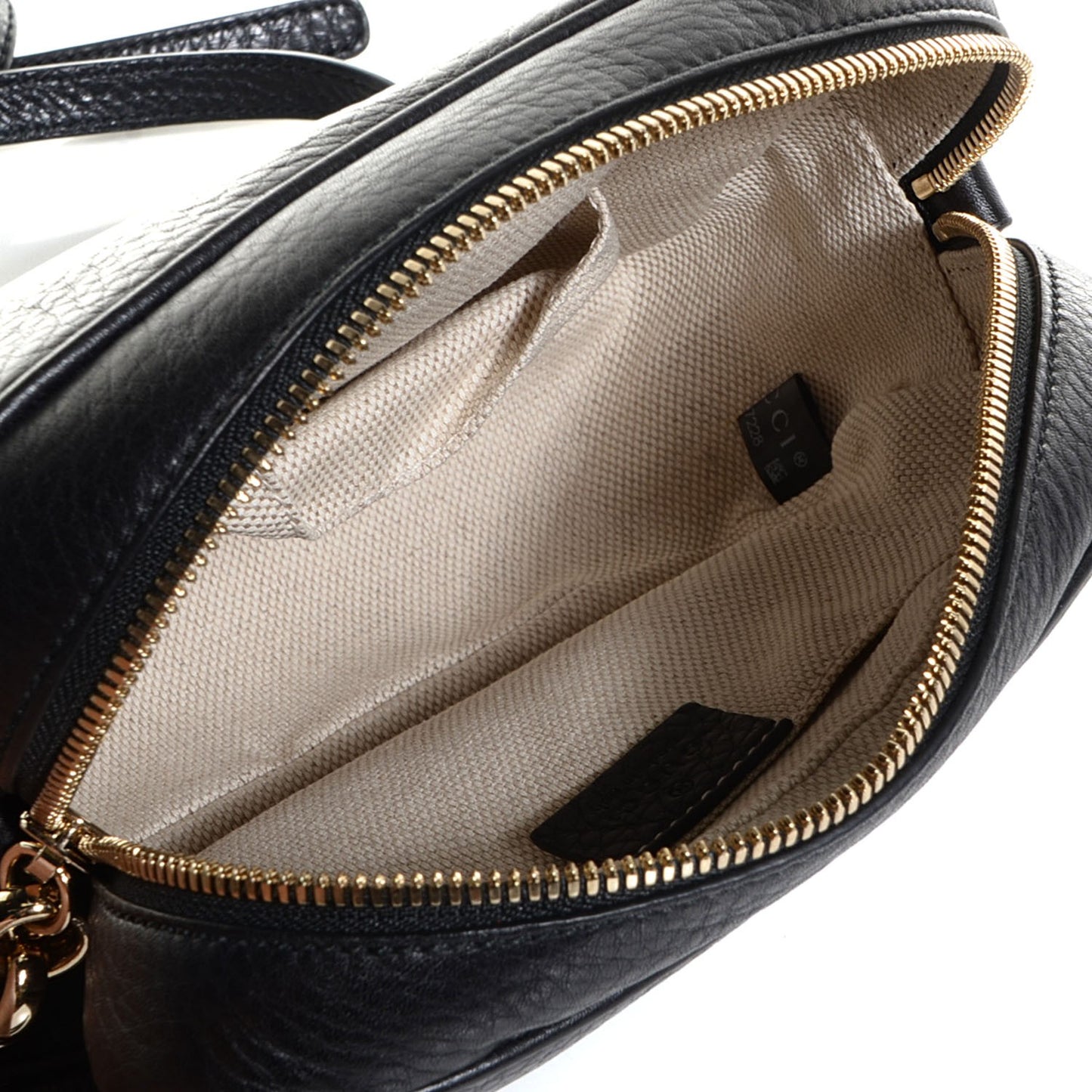 Pebbled Calfskin Small Soho Disco Bag Black
