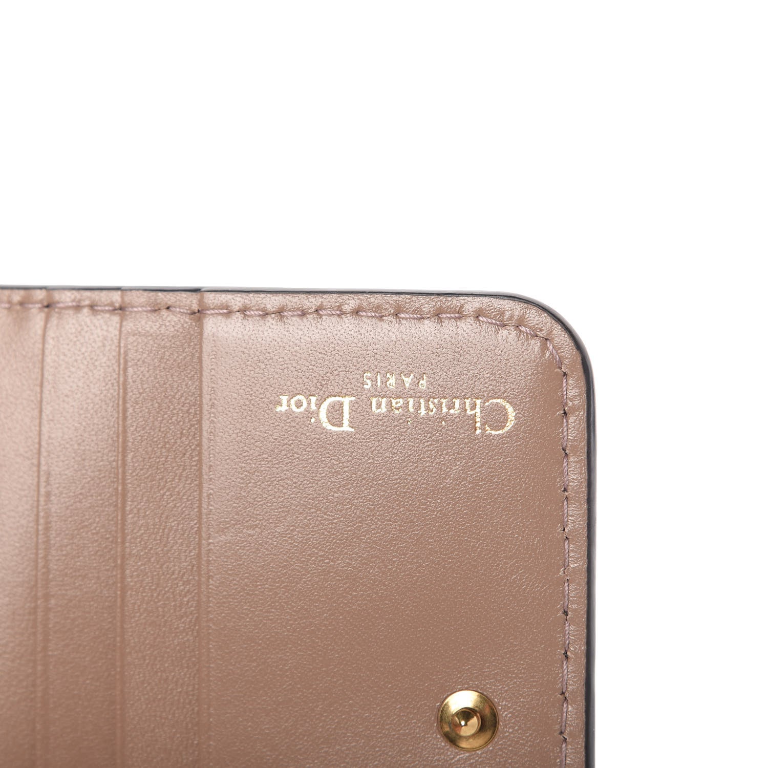 Christian Dior Calfskin D-Bee Compact Wallet Beige 6 of 8