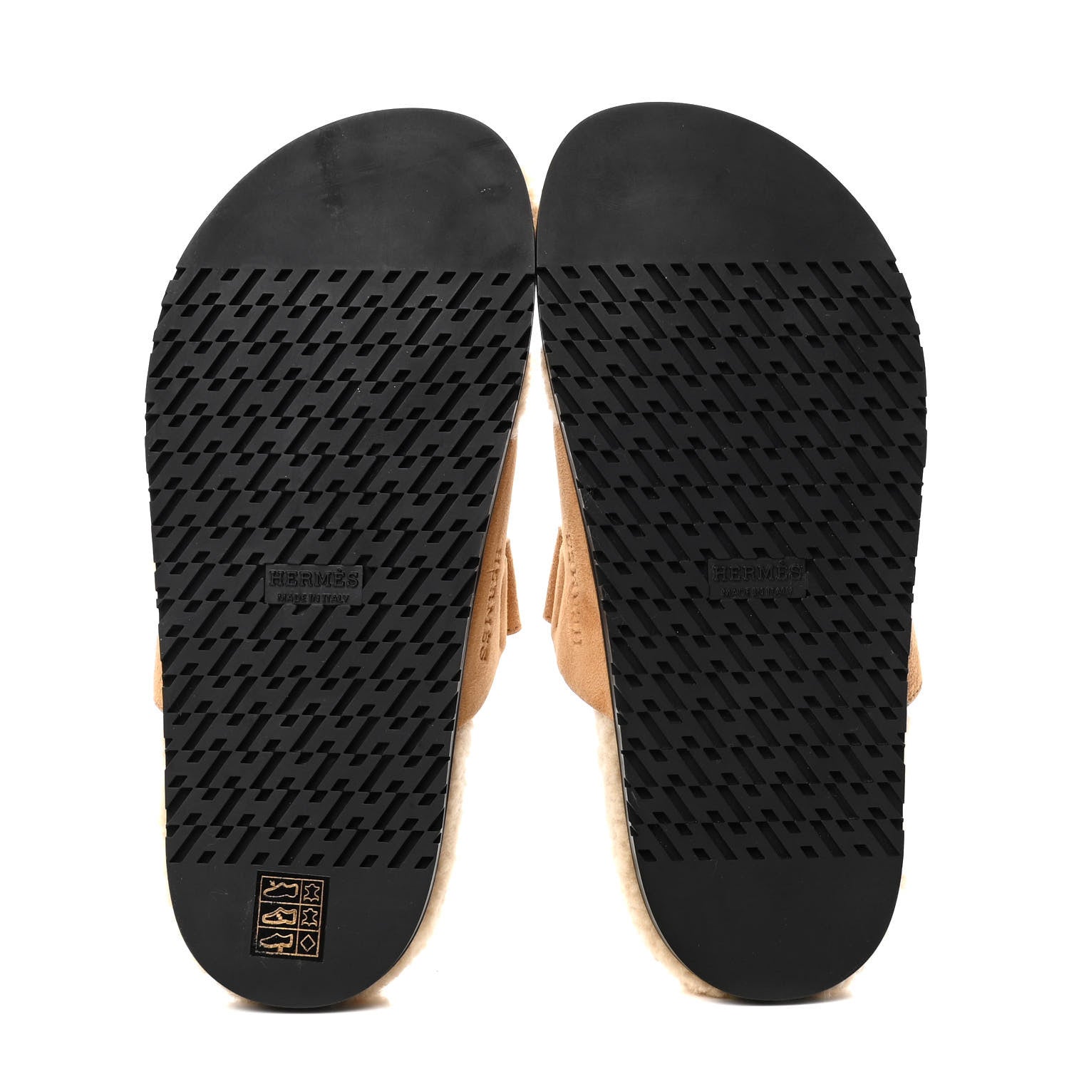 Hermes Suede Goatskin Woolskin Womens Chypre Sandals 38 Golden Beige 4 of 4