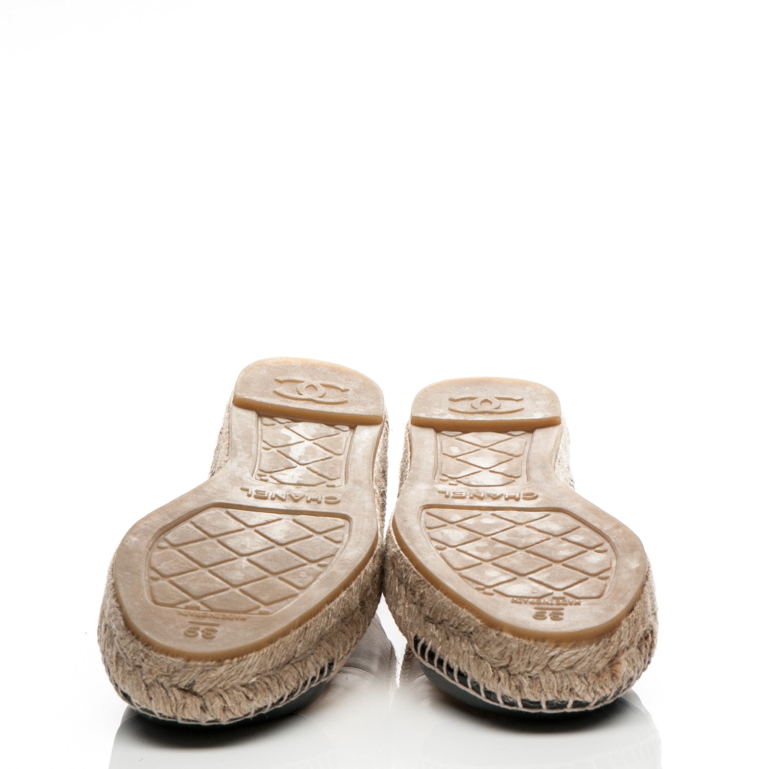 Chanel Lambskin CC Espadrilles 39 Beige Black 5 of 7