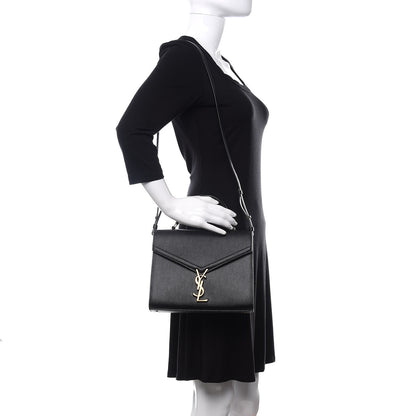 Saint Laurent Grain de Poudre Medium Classic Monogram Cassandra Top Handle Black Rouge Legion 2 of 11