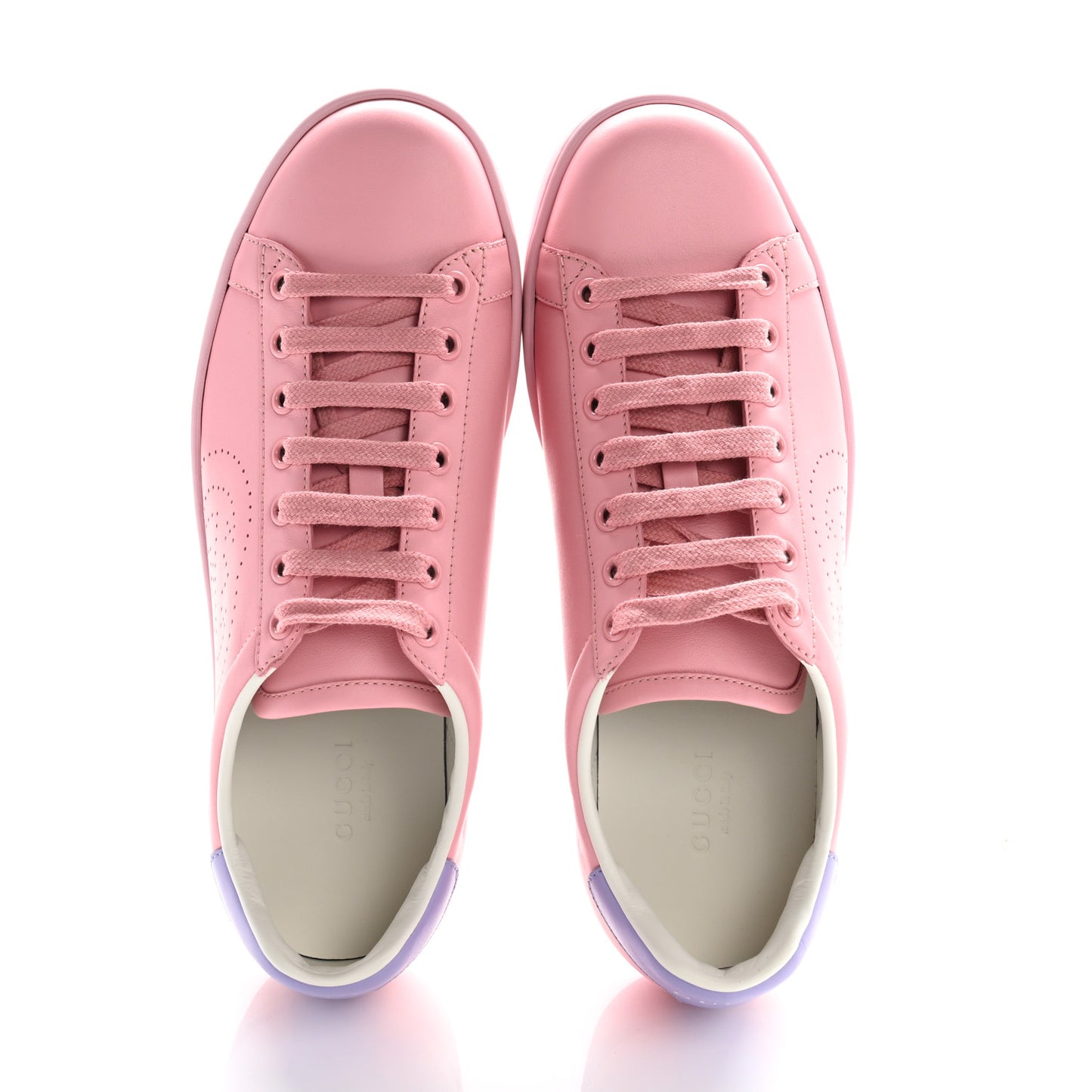 Miro Soft Calfskin Interlocking G Perforated Womens Ace Sneakers 38 Wild Rose Lapis