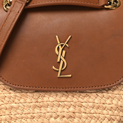 Saint Laurent Raffia Calfskin Mini Panier Shoulder Bag Natural Brick 7 of 9