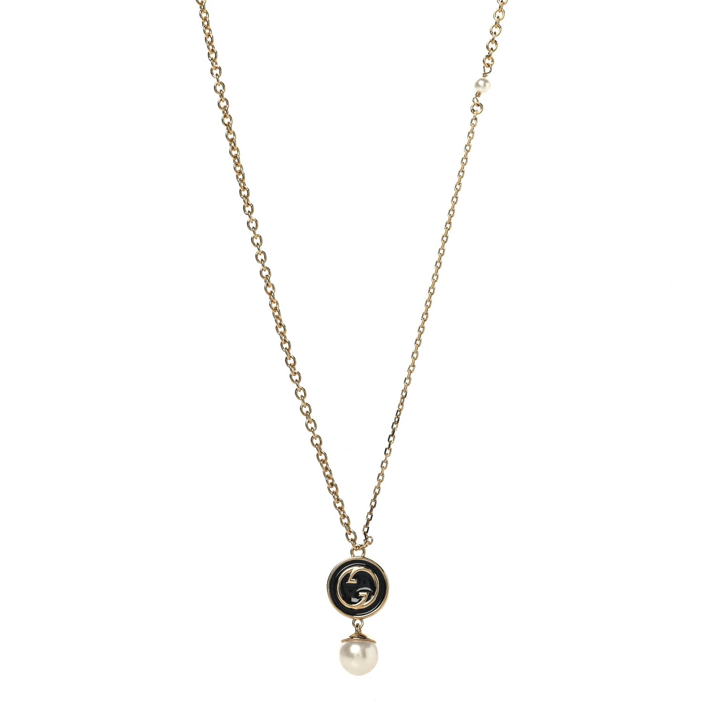 Metal Enamel Blondie Pendant Necklace Gold Black