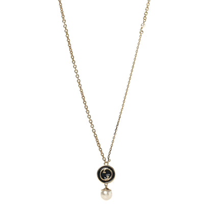 Gucci Metal Enamel Blondie Pendant Necklace Gold Black 1 of 6