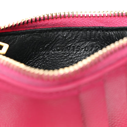 Saint Laurent Grain De Poudre Matelasse Chevron Monogram Fragments Zippered Card Case Fresh Fuxia 7 of 8