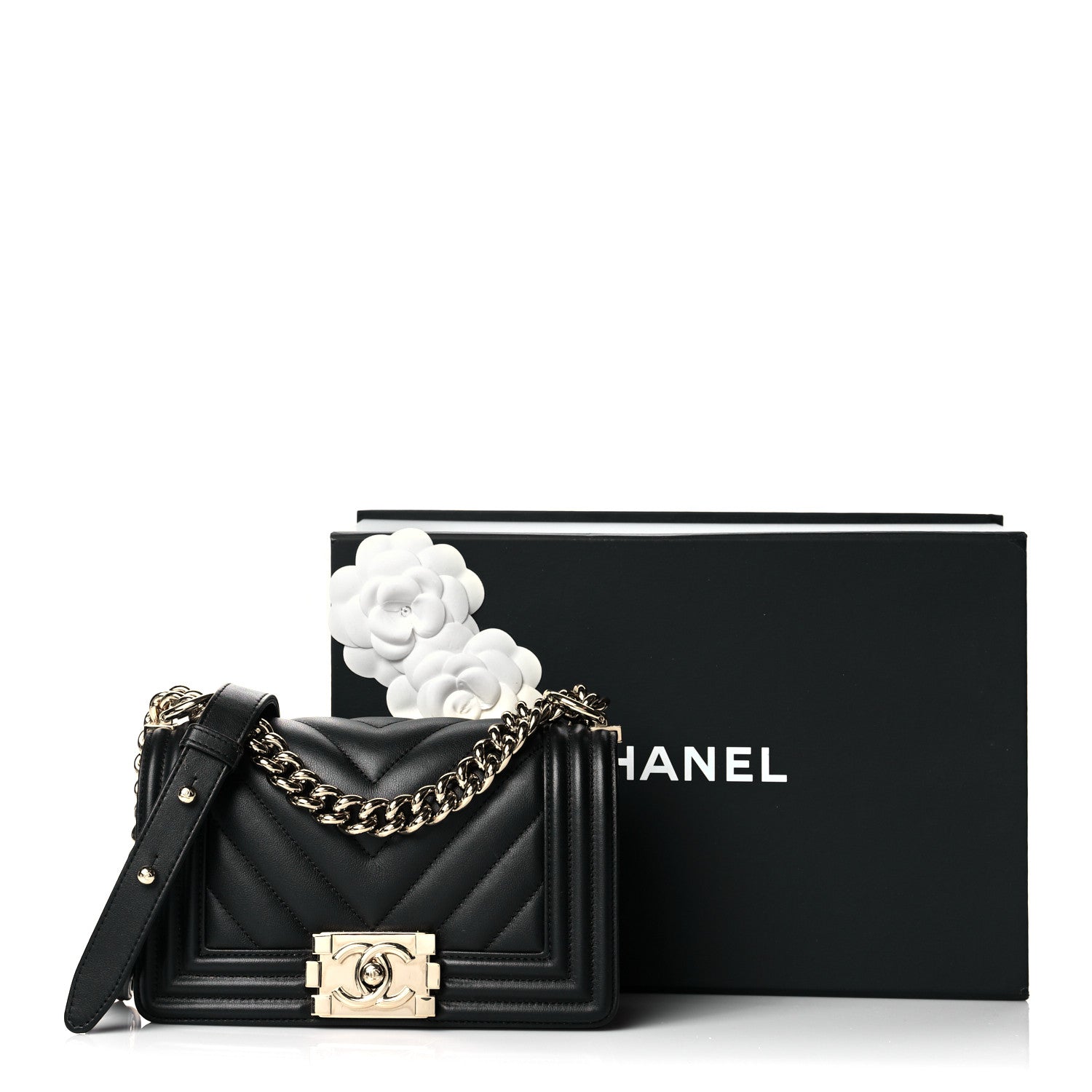 Chanel Lambskin Chevron Quilted Small Boy Flap Black 10 of 10