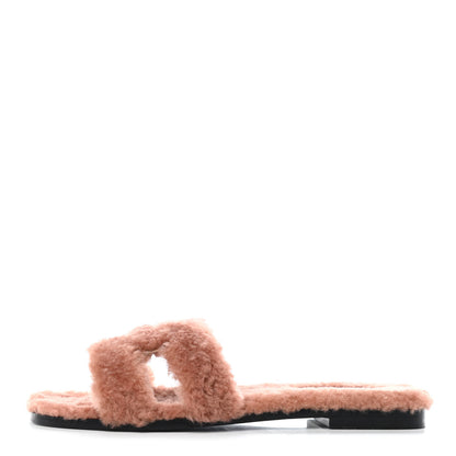 Hermes Woolskin Oran Sandals 39.5 Rose Aube 1 of 9