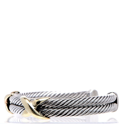 David Yurman Sterling Silver 14K Yellow Gold 10mm Double X Bracelet 3 of 6