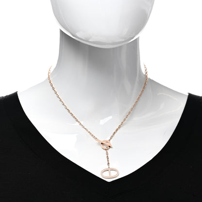 Hermes 18K Rose Gold Diamond GM Chaine D'Ancre Contour Pendant Necklace ST 2 of 6