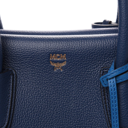 MCM Grained Calfskin Medium Milla Tote Navy 6 of 8