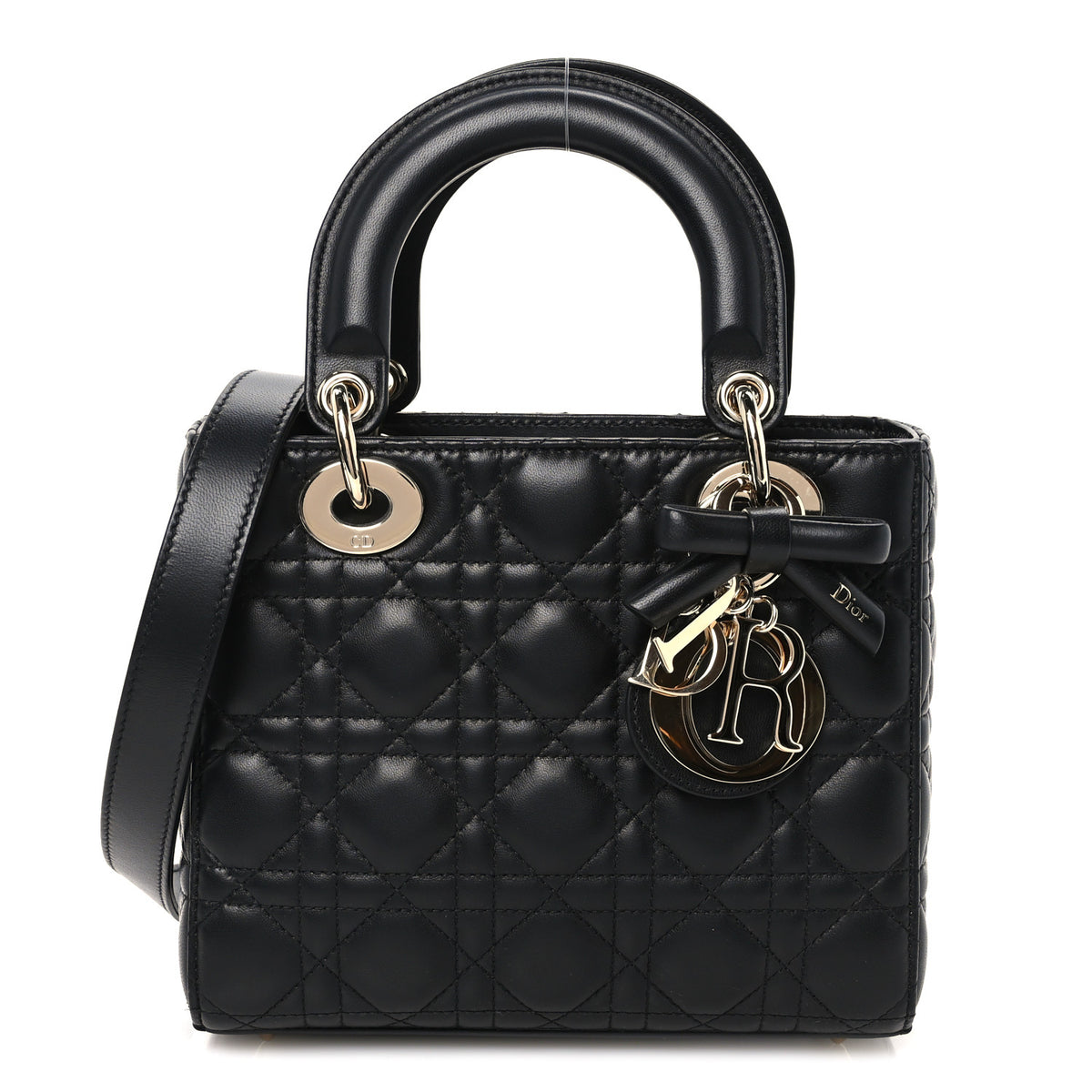 Christian Dior Lambskin Cannage Small Lady Dior With Strap Black 1 of 11