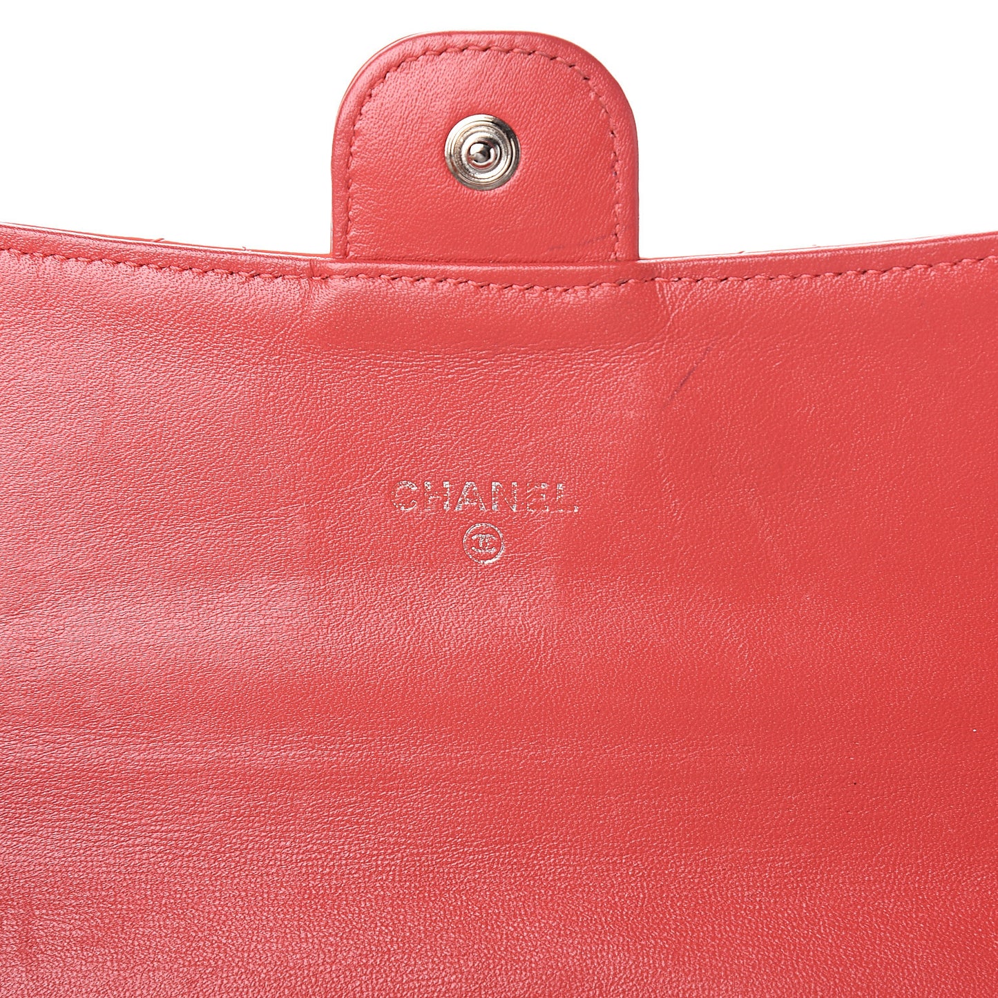 Patent Quilted Large Flap Wallet Coral