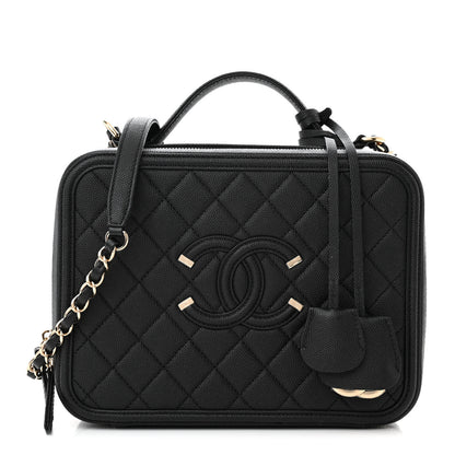 Chanel Caviar Quilted Large CC Filigree Vanity Case Black 1 of 10