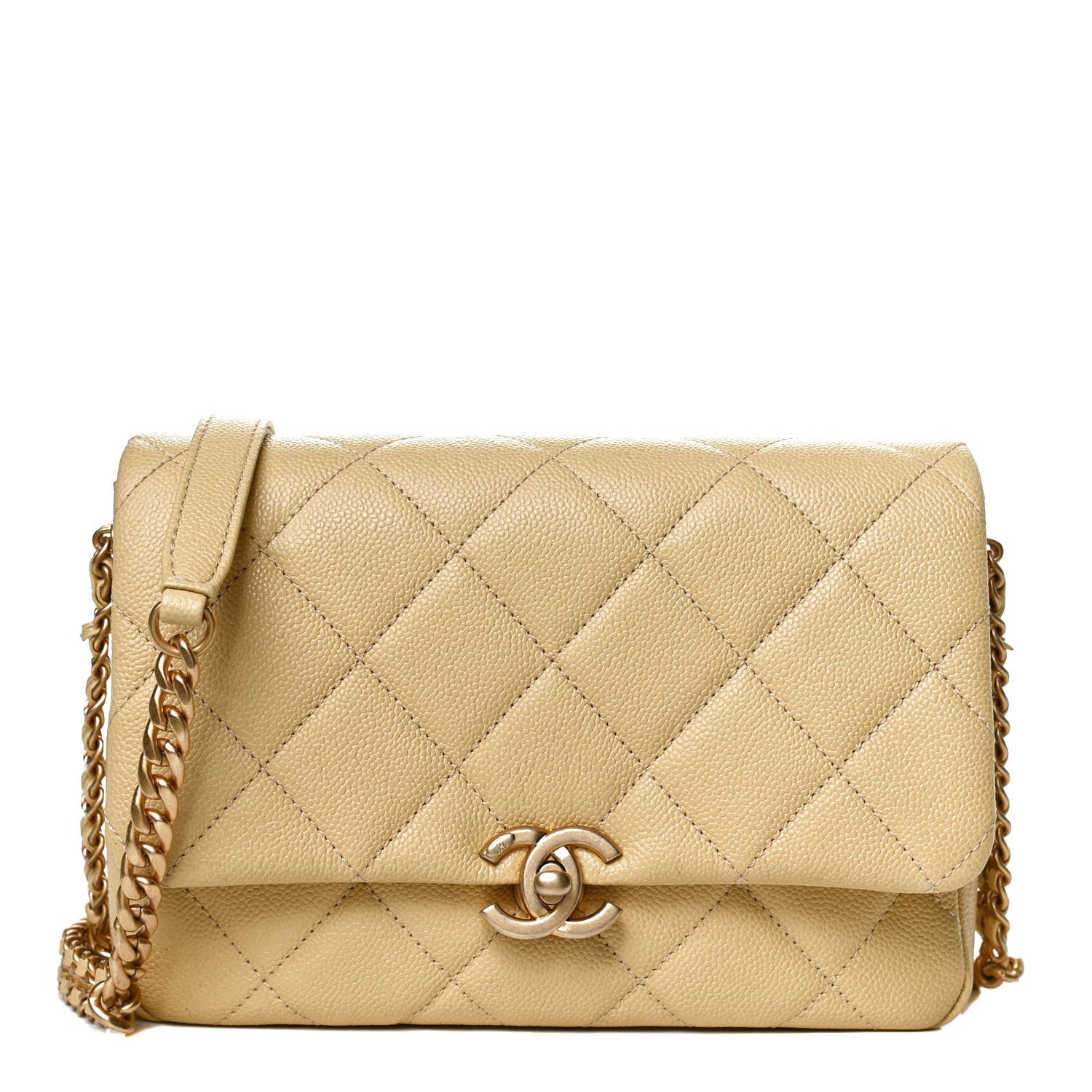 Chanel Shiny Caviar Quilted Small Chain Melody Flap Yellow 1 of 11