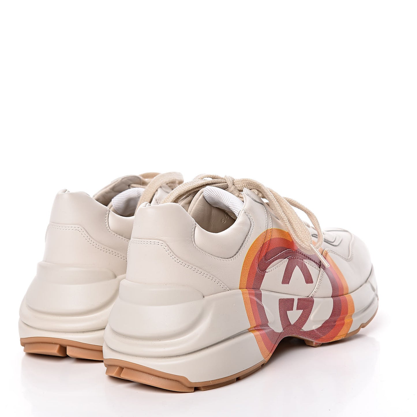 Calfskin Interlocking G Heart Rhyton Sneakers 38 Mystic White