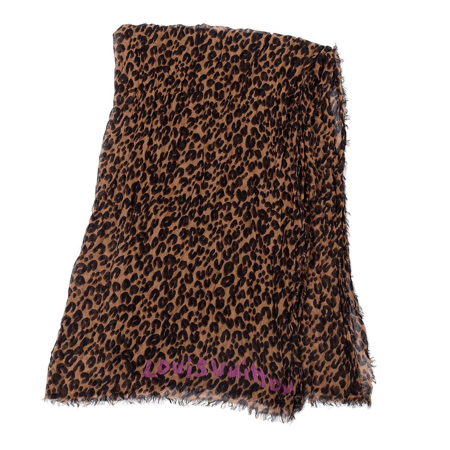 Louis Vuitton Cashmere Silk Leopard Etole Stole Marron 2 of 5