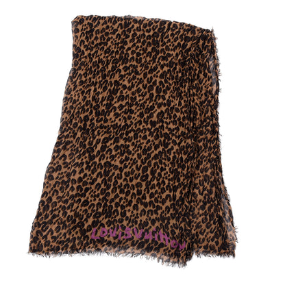 Louis Vuitton Cashmere Silk Leopard Etole Stole Marron 2 of 5