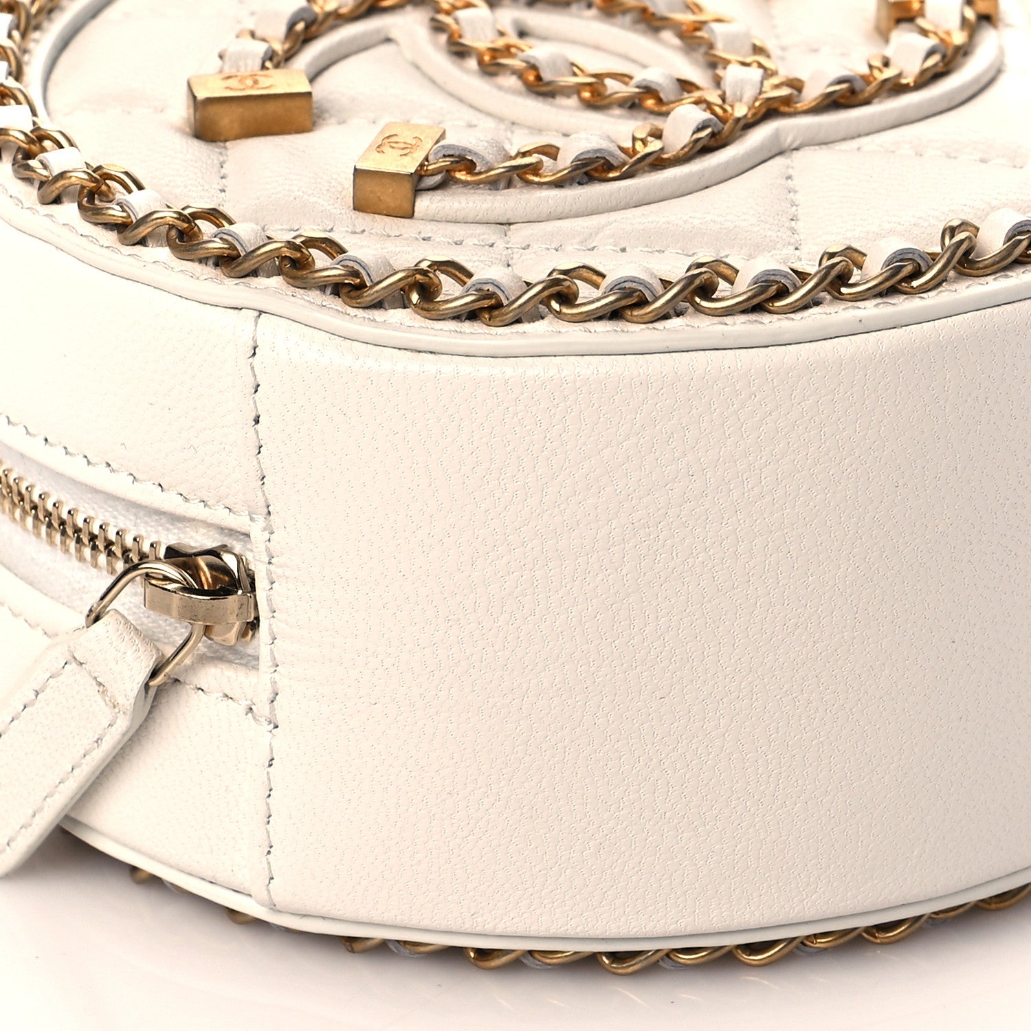 Chanel Lambskin Quilted Round Filigree Chain Around Crossbody White 8 of 10