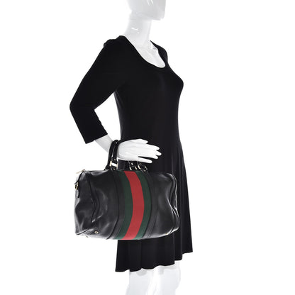 Gucci Calfskin Vintage Web Medium Boston Black 2 of 16