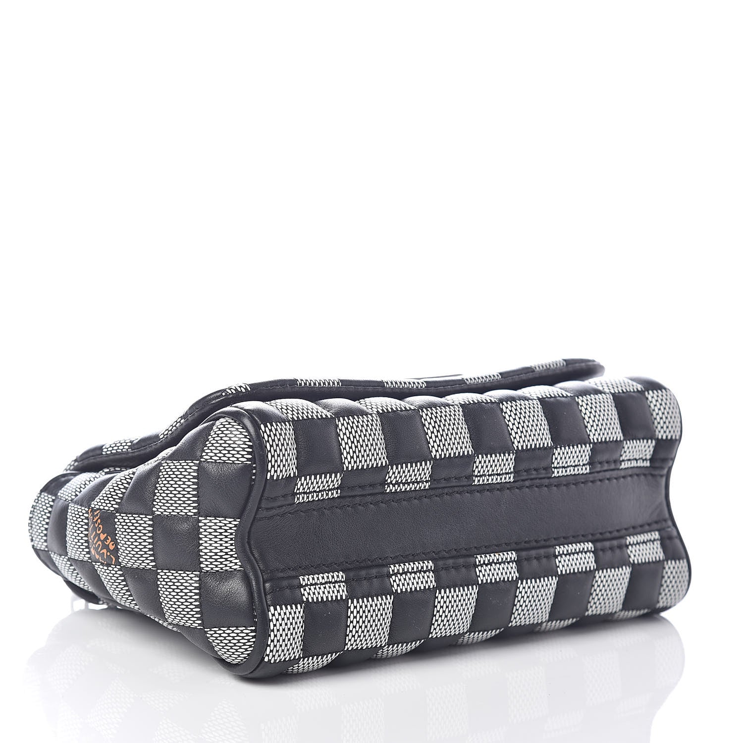 Louis Vuitton Calfskin Damier Twist Shoulder Bag BB Black White 4 of 8