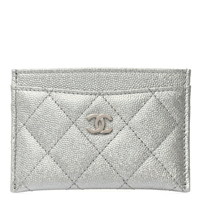 Chanel Glittered Metallic Caviar Quilted Card Holder Silver 1 of 8