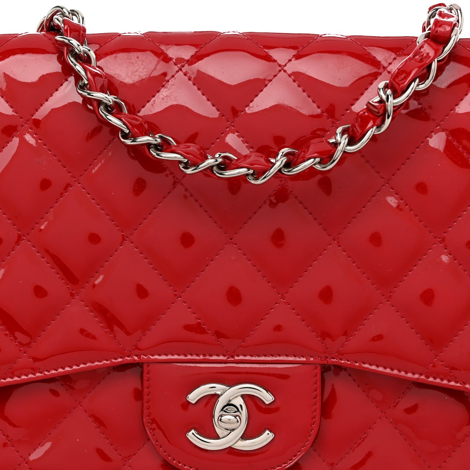 Chanel Patent Jumbo Single Flap Red 8 of 15