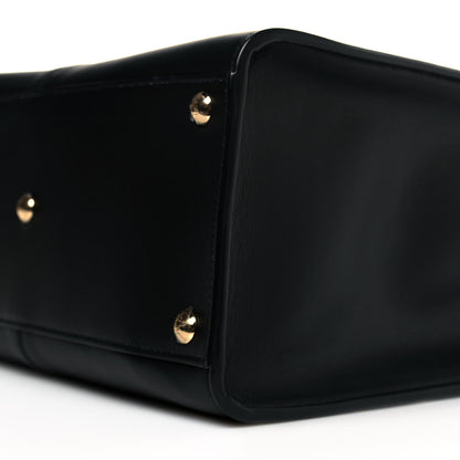 Fendi Vitello Seta Glazed Fabric FF 1974 Medium Peekaboo X-Lite Black Mogano Panna 10 of 14