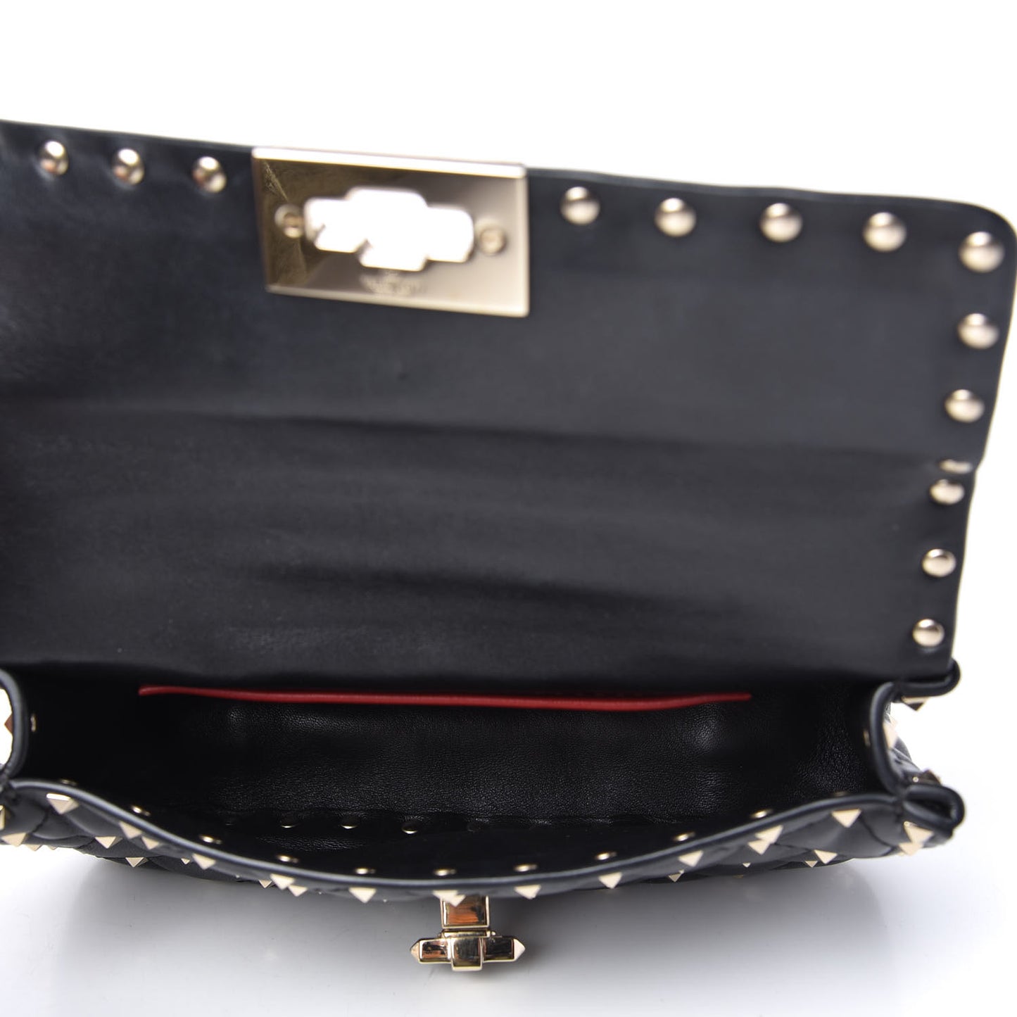Lambskin Small Rockstud Spike Shoulder Bag Black