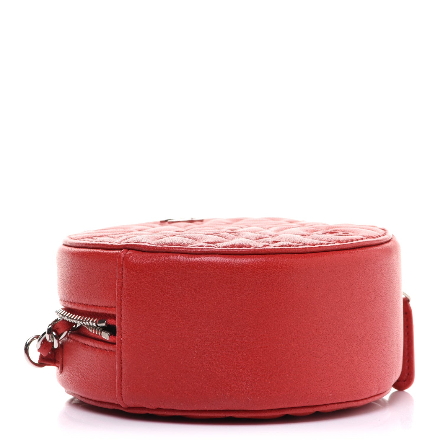 Chanel Lambskin Camellia Quilted Round Clutch With Chain Red 4 of 11