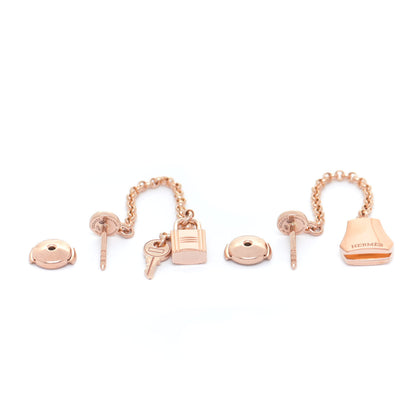 Hermes 18K Rose Gold Kelly Clochette Earrings 4 of 6
