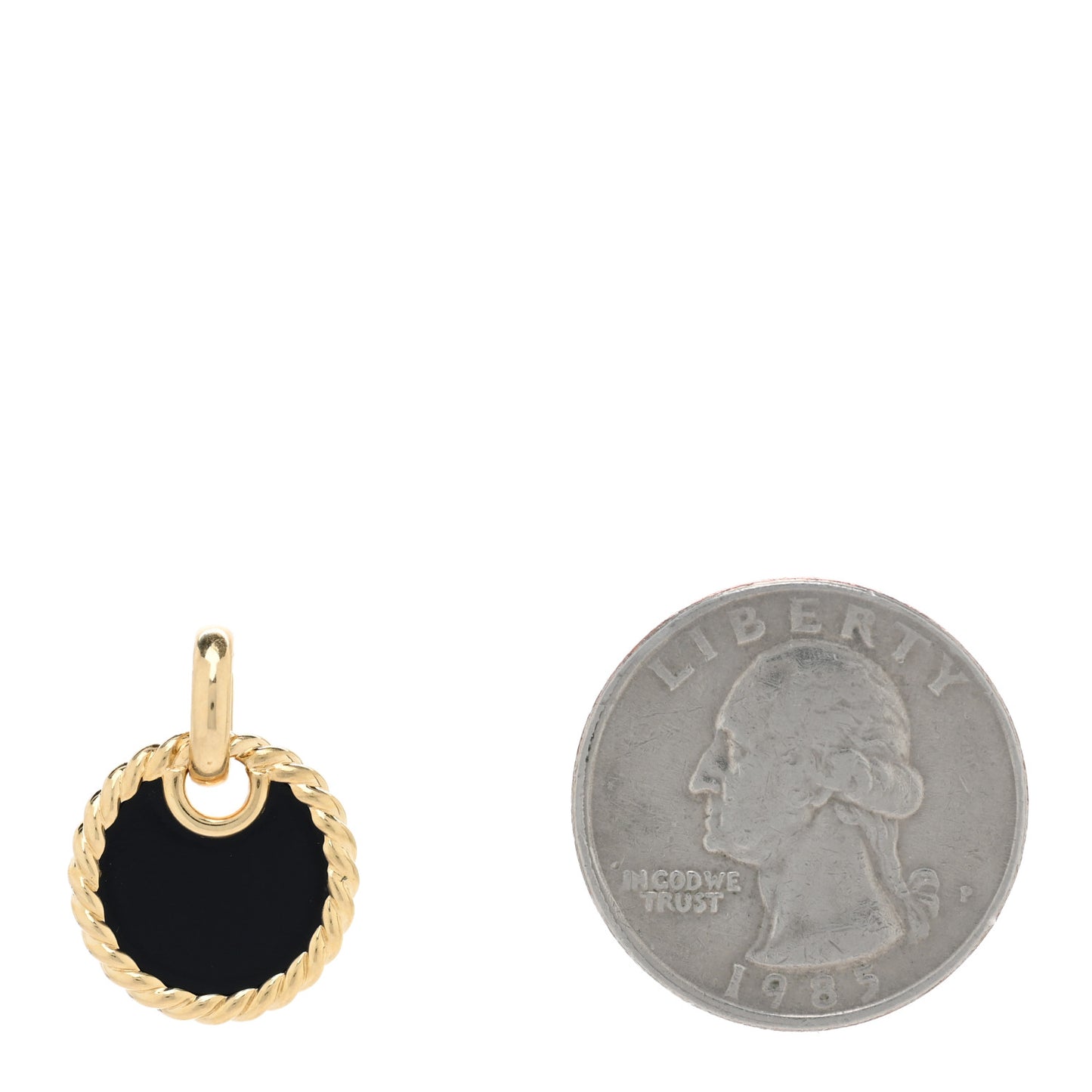 18K Yellow Gold Onyx Mother of Pearl 15.5mm Elements Disc Pendant