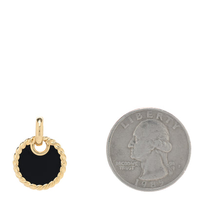 David Yurman 18K Yellow Gold Onyx Mother of Pearl 15.5mm Elements Disc Pendant 2 of 3