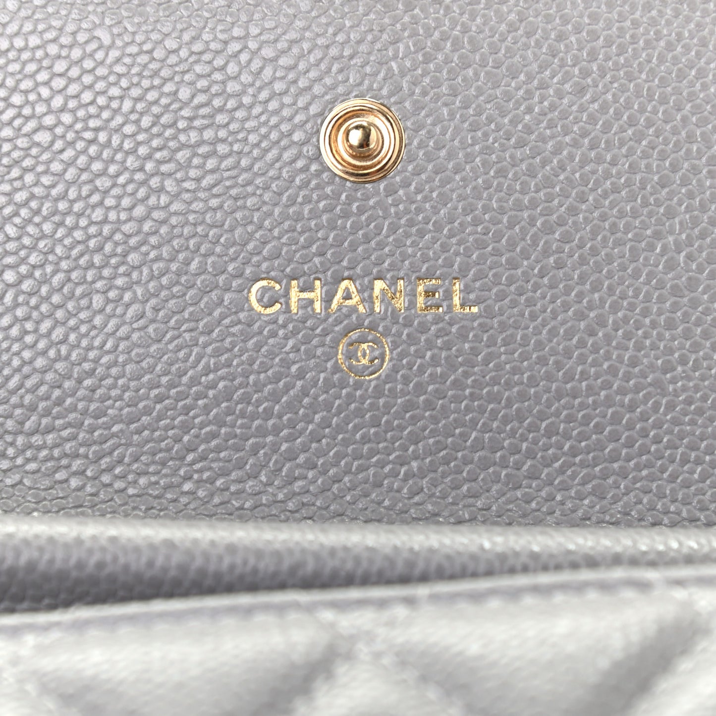 Caviar Quilted Miss Coco Clutch With Chain Grey