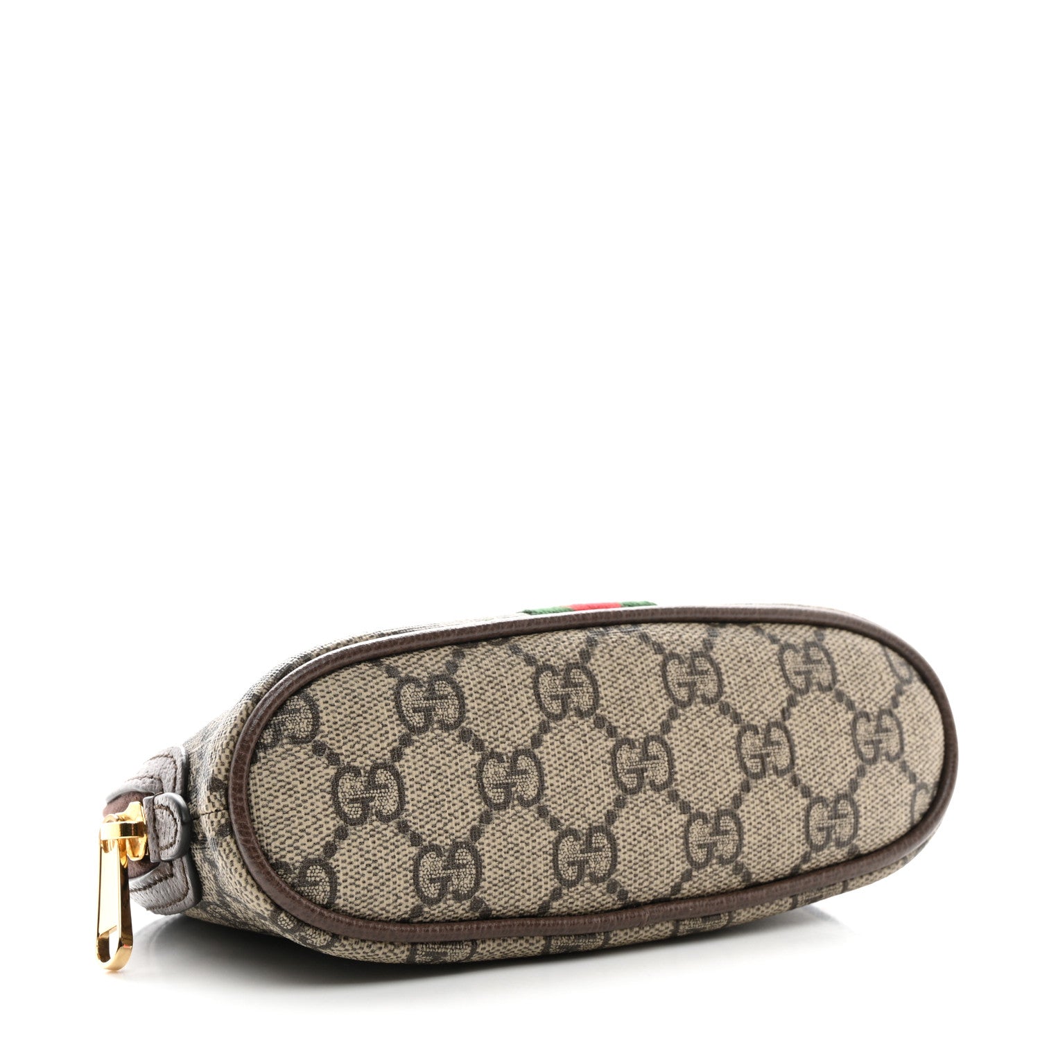 Gucci GG Supreme Monogram Textured Calfskin Web Medium Ophidia Cosmetic Case Beige Ebony New Acero 4 of 7