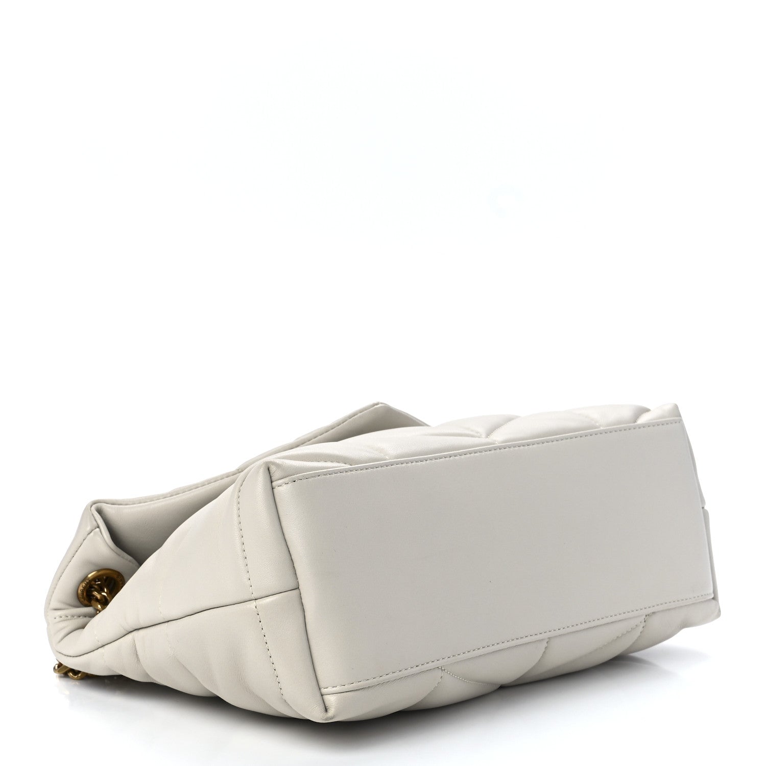Saint Laurent Lambskin Quilted Small Loulou Puffer Monogram Chain Satchel Blanc Vintage 3 of 12