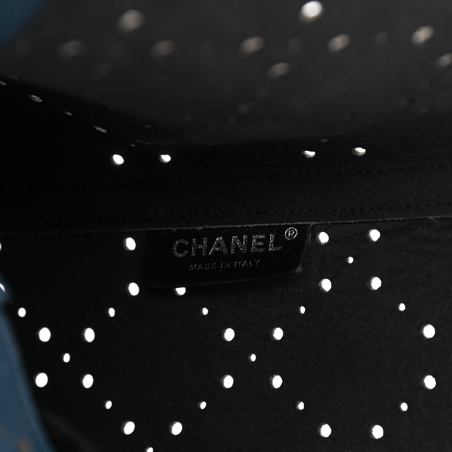 Chanel Perforated Grained Calfskin Large Shopping Tote Blue 7 of 9
