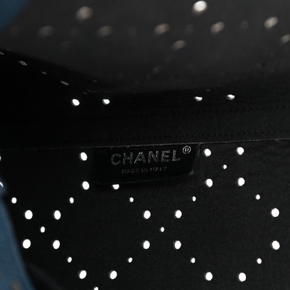 Chanel Perforated Grained Calfskin Large Shopping Tote Blue 7 of 9