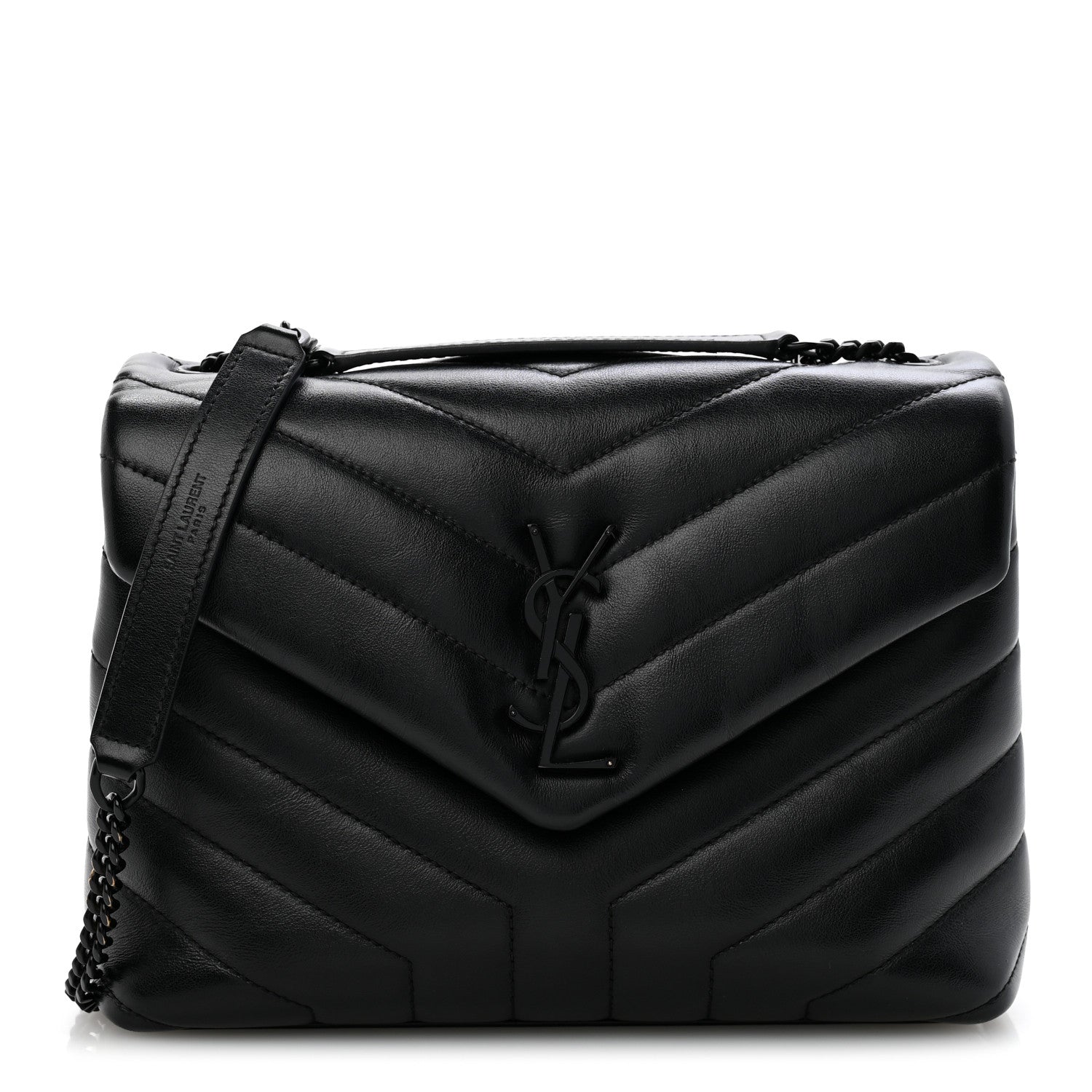 Saint Laurent Calfskin Y Quilted Monogram Monochrome Small Loulou Chain Satchel Black 1 of 14