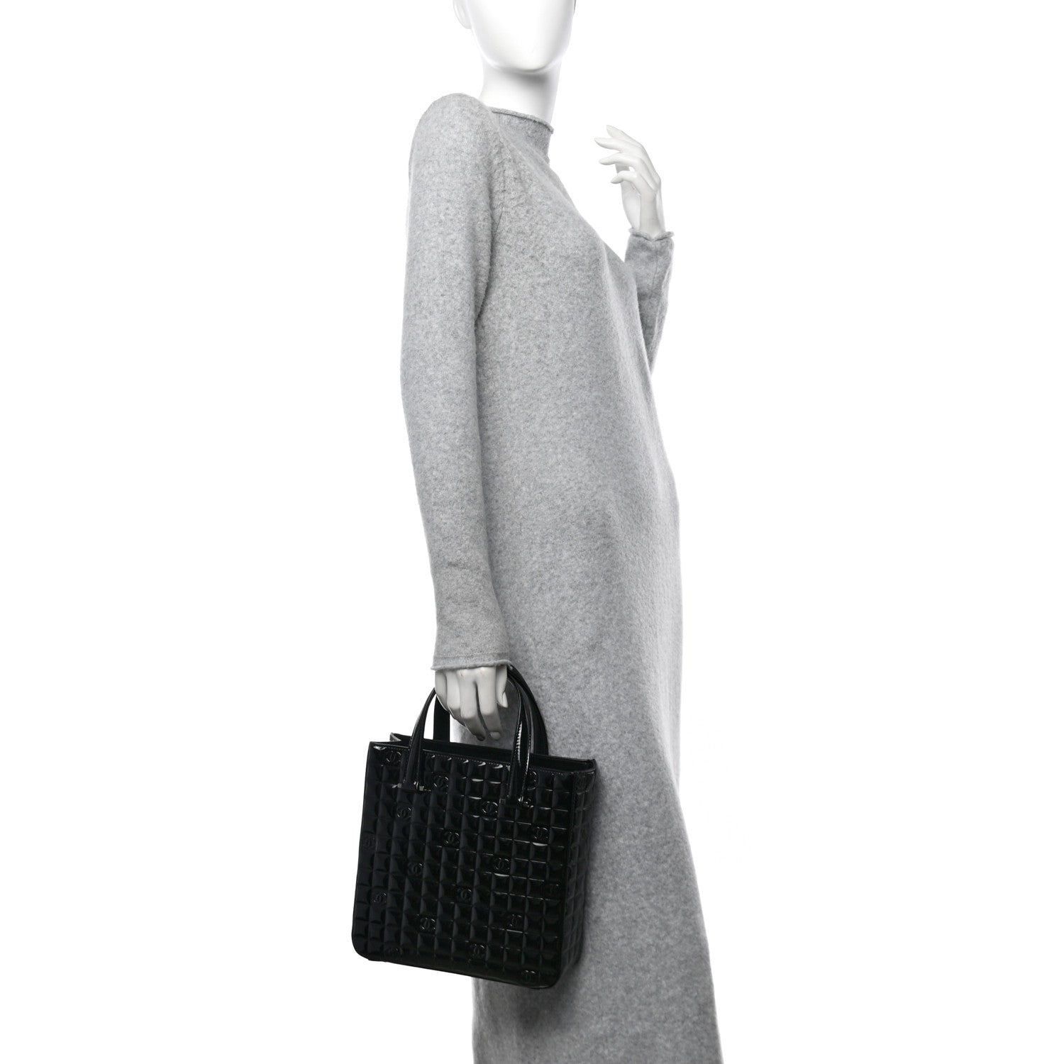 Chanel Patent Chocolate Bar Quilted Tote Black 2 of 11