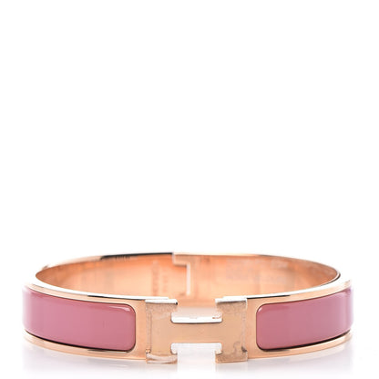 Hermes Enamel Narrow Clic Clac H Bracelet GM Rose Velours 1 of 6
