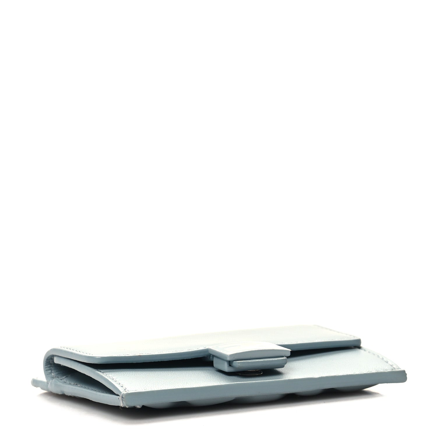 Fendi Nappa Matisse Enamel FF Diagonal Embossed Fold Over Card Holder Wallet Blue 4 of 9