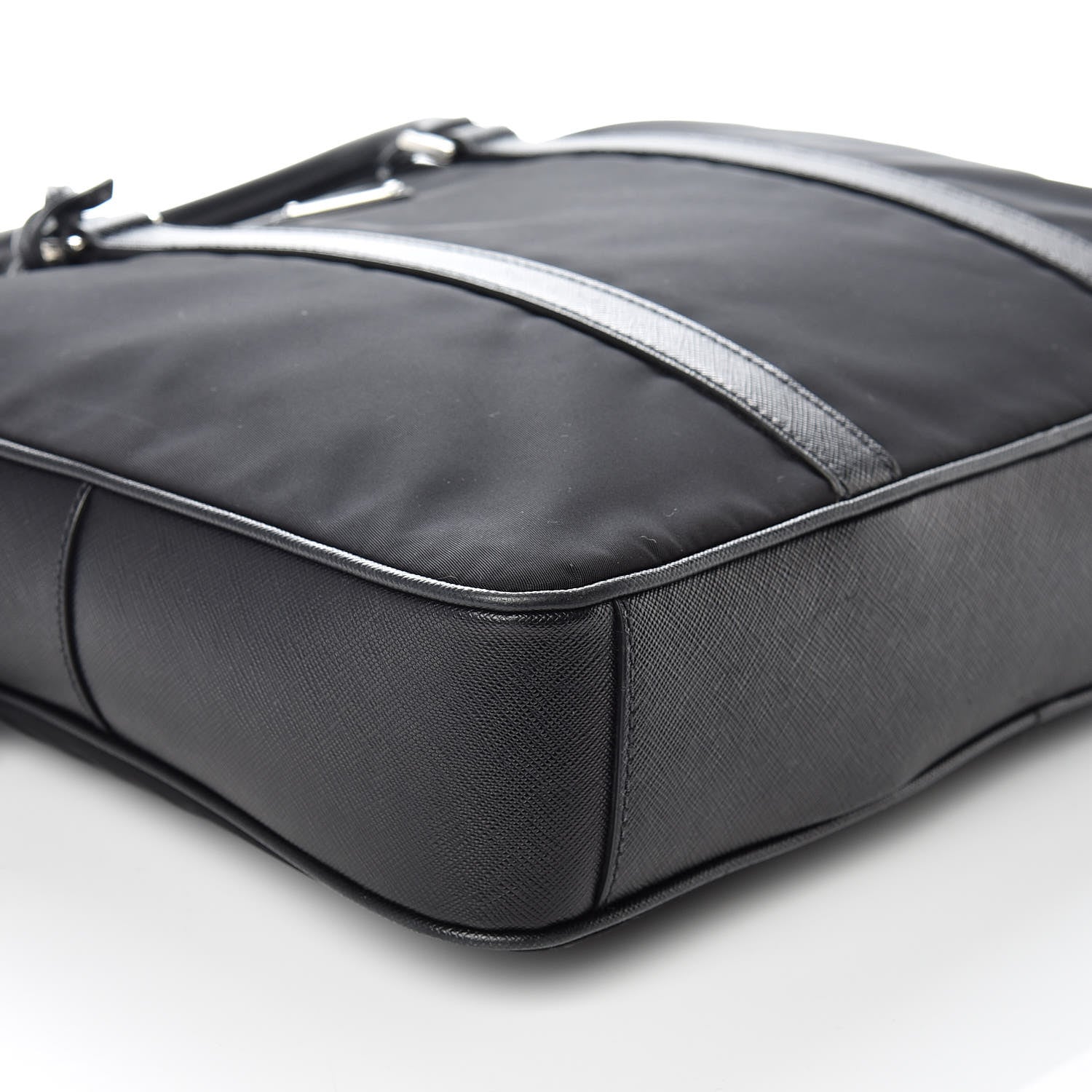 Prada Tessuto Nylon Saffiano Metal Triangle Logo Work Bag Black 5 of 12
