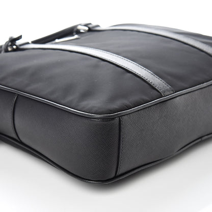 Prada Tessuto Nylon Saffiano Metal Triangle Logo Work Bag Black 5 of 12