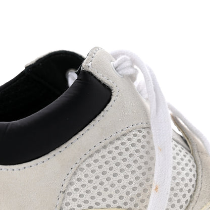 Chanel Mesh Suede Calfskin Grained Calfskin Womens CC Sneakers 37.5 White Black 9 of 10