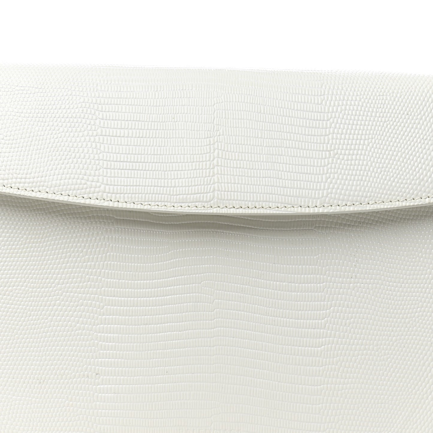 Patent Calfskin Lizard Embossed Medium Ghost Shoulder Bag Optic White