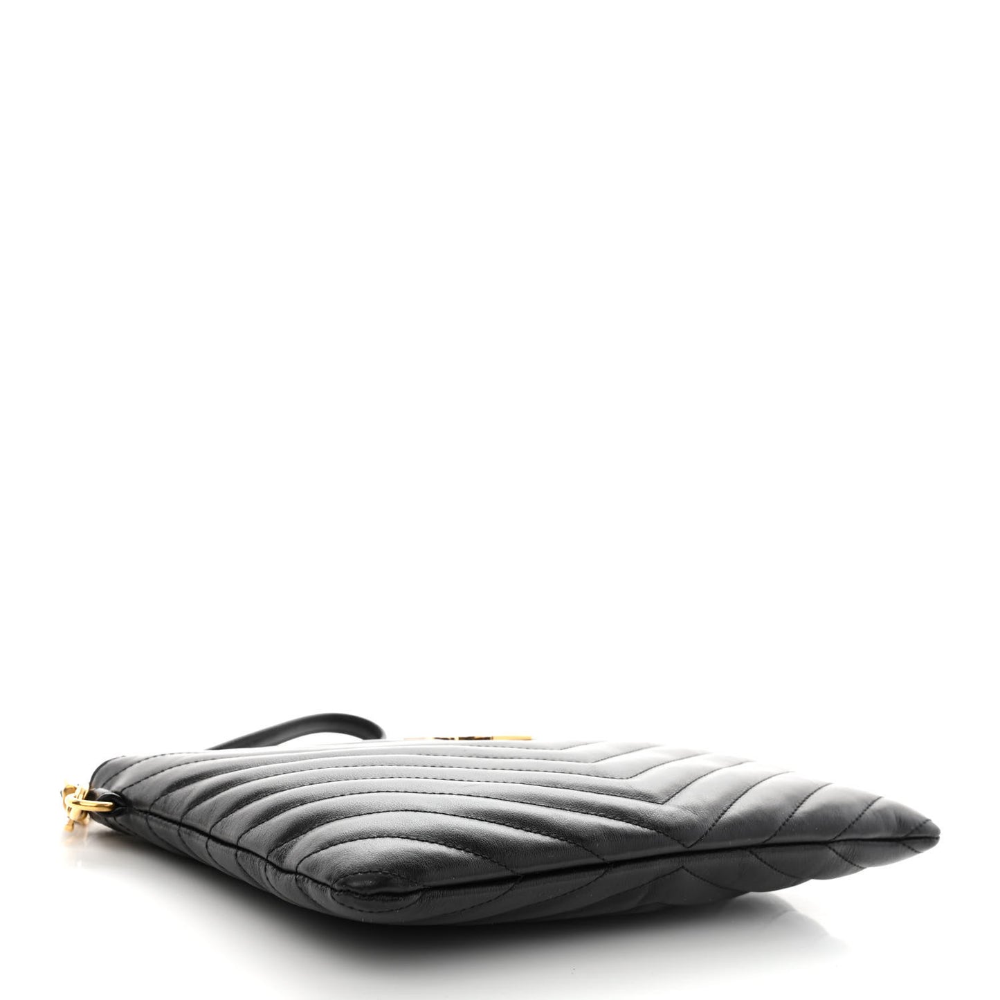 Calfskin Matelasse Chevron Monogram A5 Wristlet Black