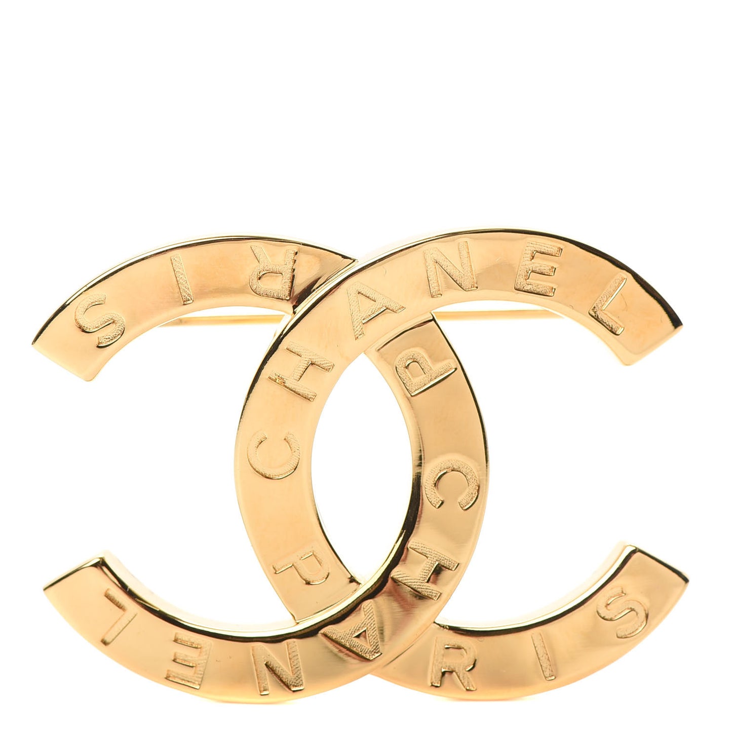 Metal Paris Button CC Large Brooch Gold