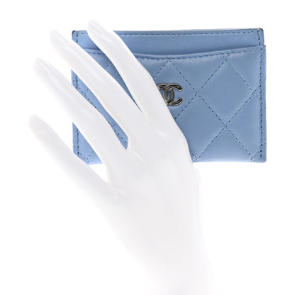 Chanel Lambskin Quilted Card Holder Light Blue 2 of 9