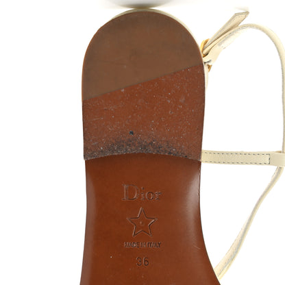Christian Dior Lambskin Signature T-Strap Sandals 36 Off White 7 of 13